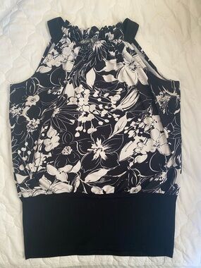 DCS Black & White Floral Halter Tank Top